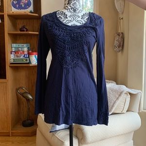 Inc Dark Blue Womens Long Sleeve Size M